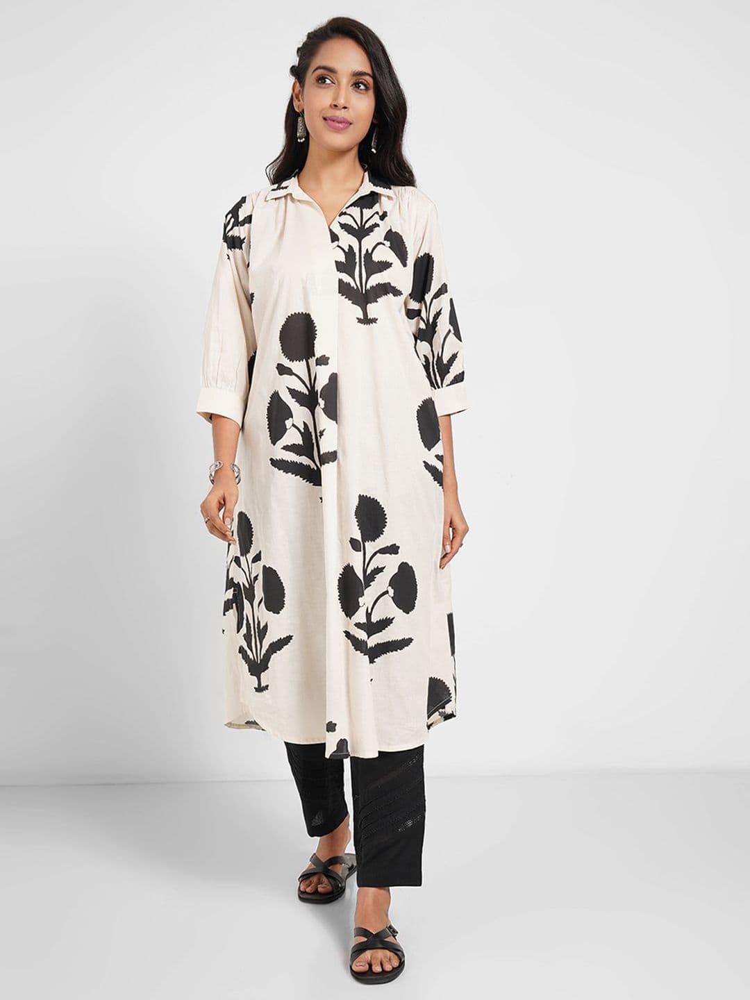 RANGMANCH BY PANTALOONS Women Floral Printed Daily Pure Cotton A-Line Kurta - view 1