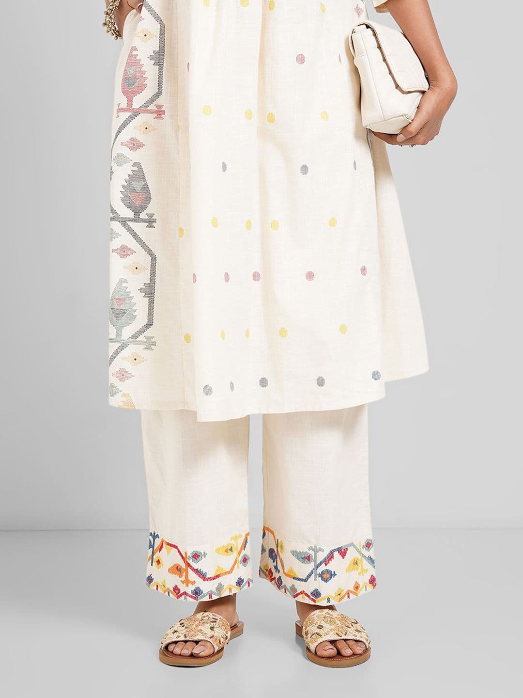 RANGMANCH BY PANTALOONS Women Embroidered Cropped Palazzos - view 1