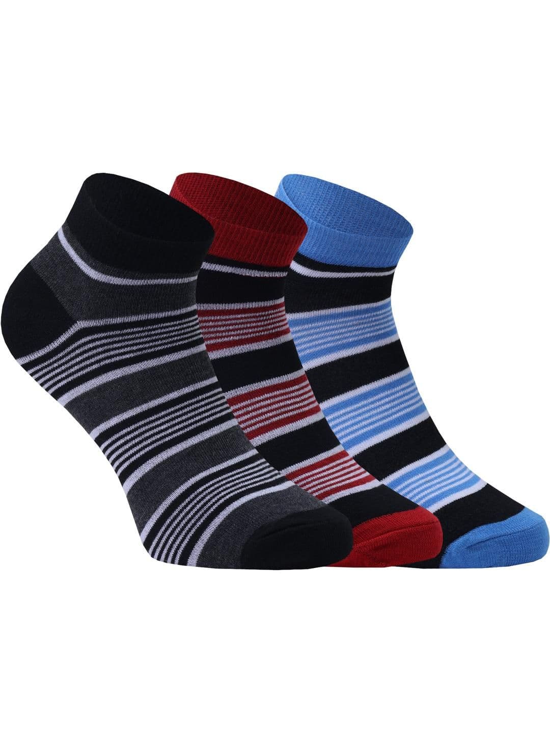 SOXVIEW Pack of 3 Men Striped Ankle Length Socks - view 1