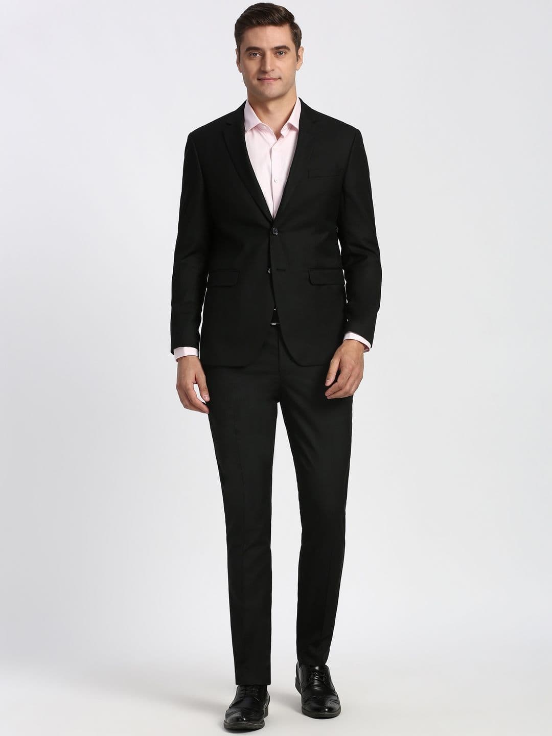 Peter England Elite Textured Slim-Fit Single-Breasted Two-Piece Formal Suit