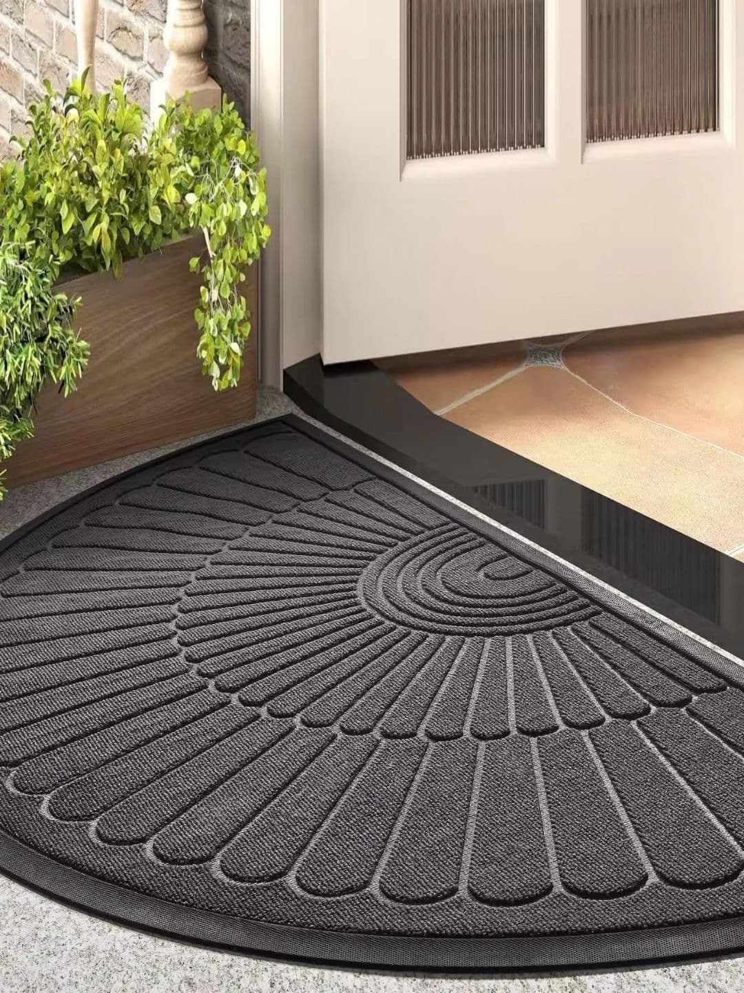 AaHo Decor Semi-Circle Grey Self-Designed Anti-Skid Doormat - view 1