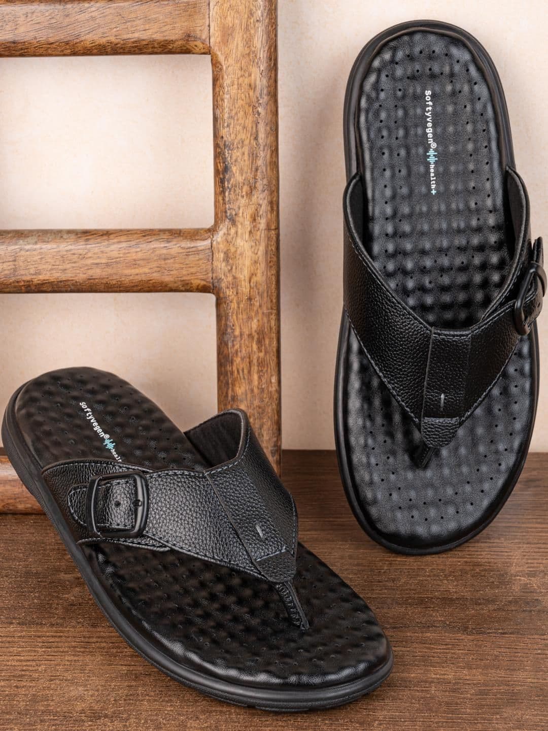 SOFTY VEGEN Men Black Causal Slip-On Comfort Sandals - view 1