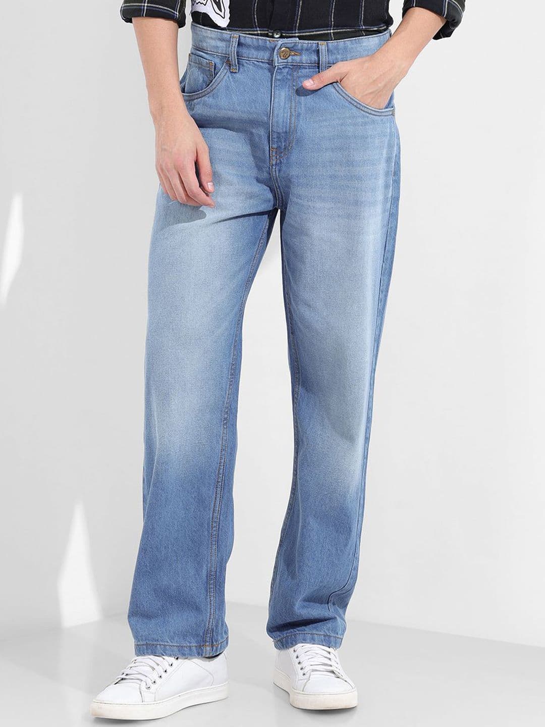 The Indian Garage Co Men Relaxed Fit Mid-Rise Low Distress Heavy Fade Jeans - view 1