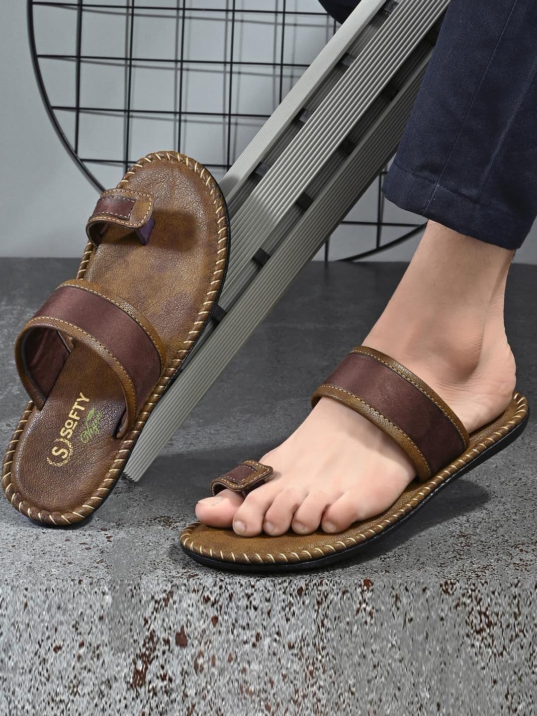 SOFTY VEGEN Men Brown Causal Slip-On Comfort Sandals - view 1