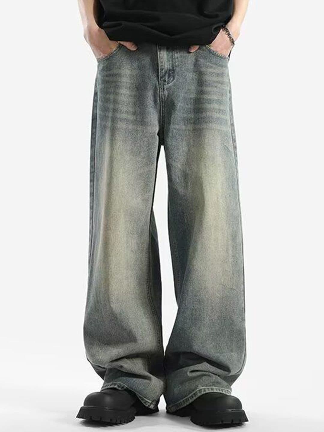 StyleCast x Revolte Men Wide Leg Mid-Rise Medium Fade Jeans - view 1