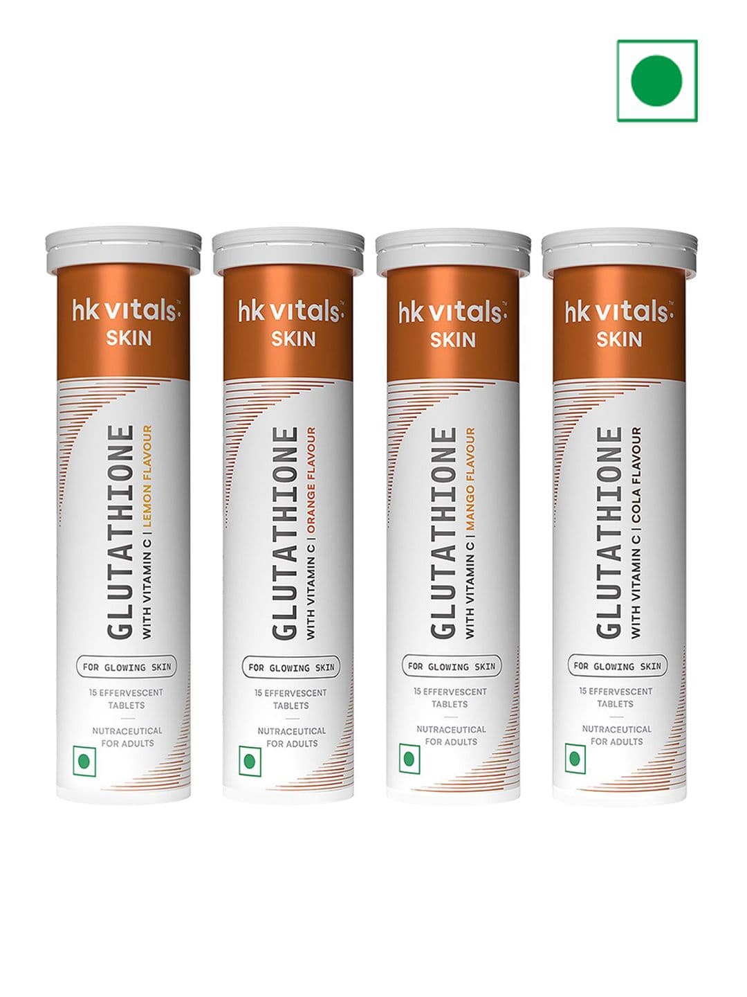 HK VITALS 4-Pcs Glutathione Effervescent Tablets 15 Tablets Each - Orange+Lemon+Mango+Cola - view 1