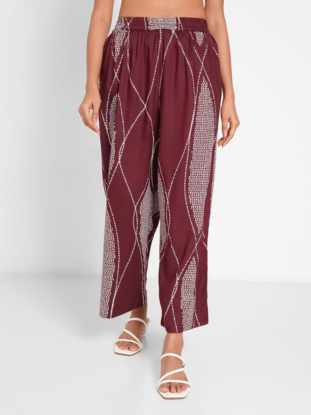RANGMANCH BY PANTALOONS Wide Leg Printed Cropped Palazzos - view 1
