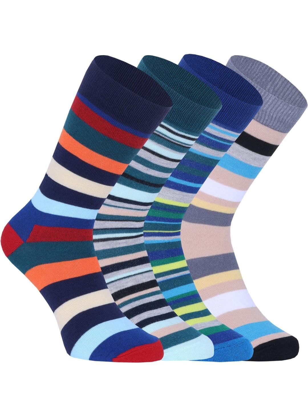 SOXVIEW Pack of 4 Men Striped Calf Length Socks - view 1