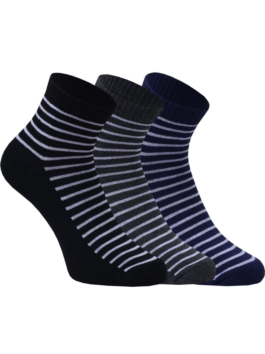 SOXVIEW Men Black Stripe Pack of 3 d Ankle Length Socks - view 1