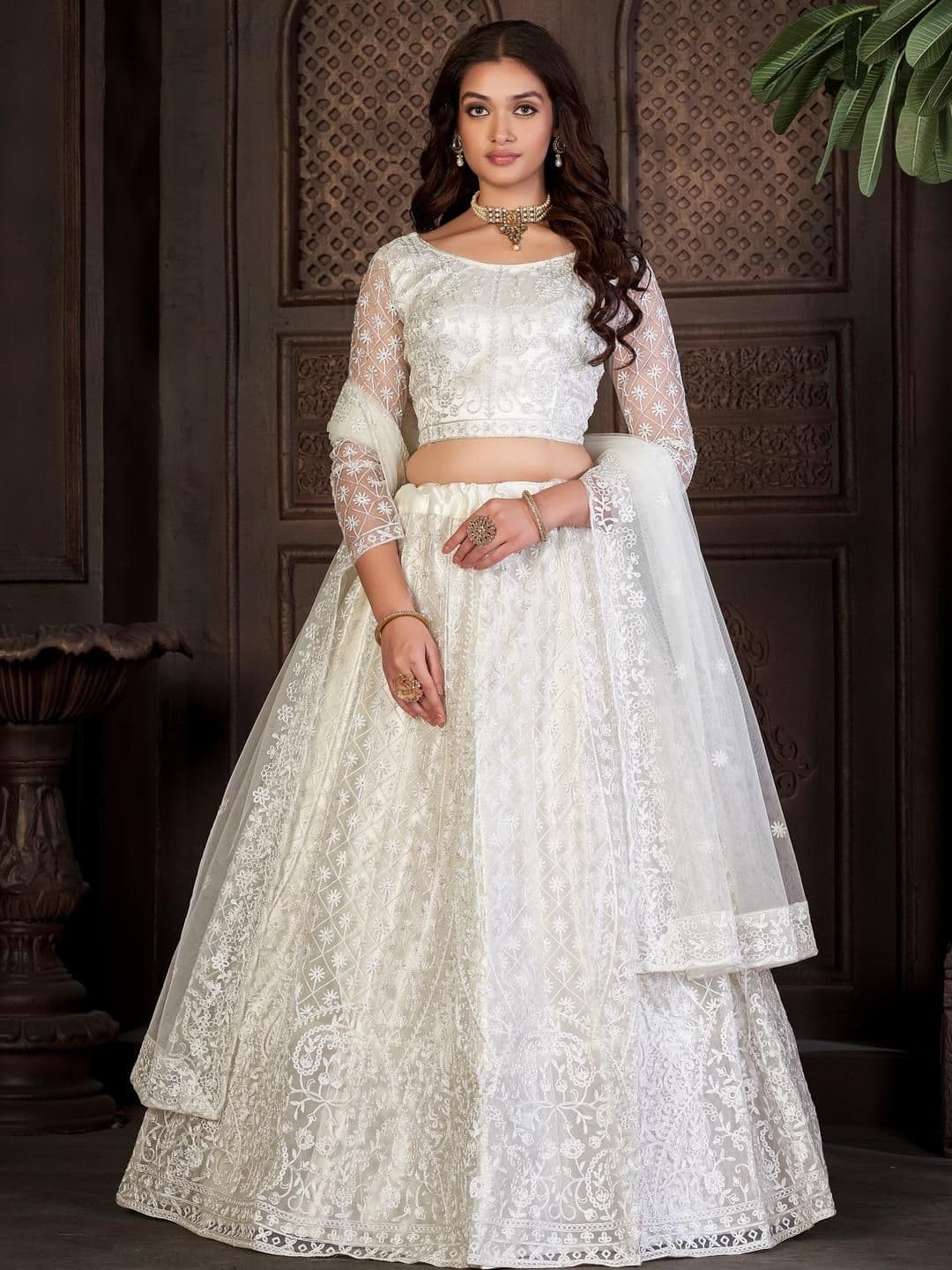 KALINI Embroidery Work Net Fabric Lehenga Choli With Net Dupatta - view 1