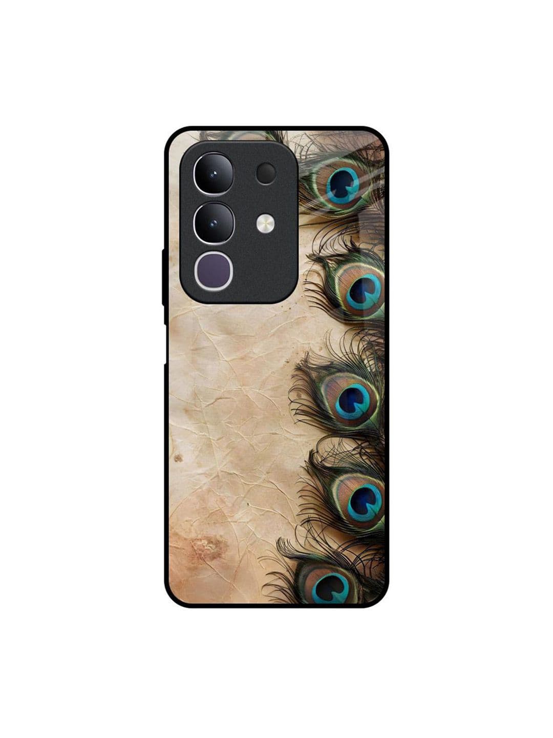 QRIOH Unisex Vivo T4x 5G MysticFeather Impact Resistant Glass Back Case