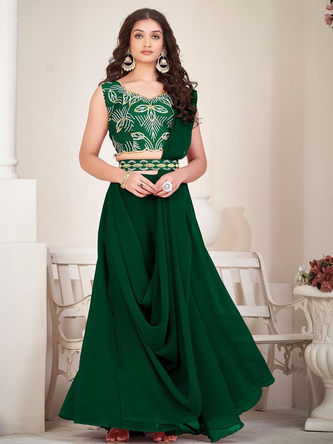 KALINI Embrodiery Work Greorgtte Fabric Lehenga Choli With Greorgtte Dupatta - view 1