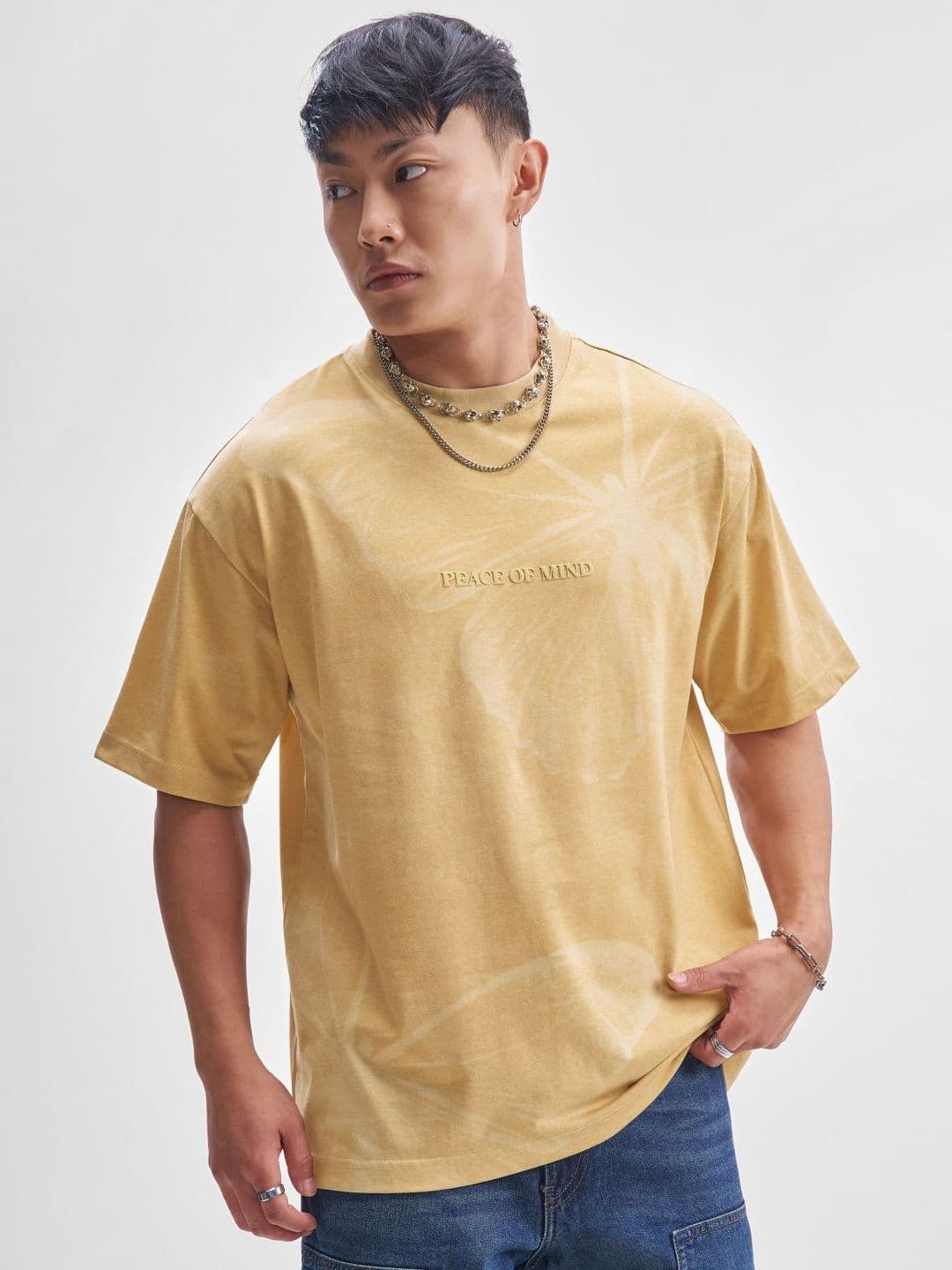 HIGHLANDER Graphic Printed Round Neck Drop-Shoulder Sleeves Oversized Casual T-Shirt - view 1