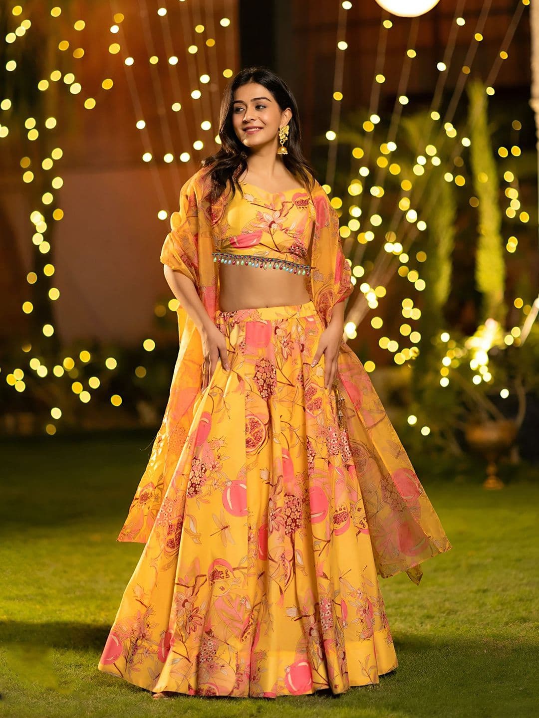 Kaizen TEXO FAB Printed Satin Semi-Stitched Lehenga & Unstitched Blouse With Dupatta - view 1