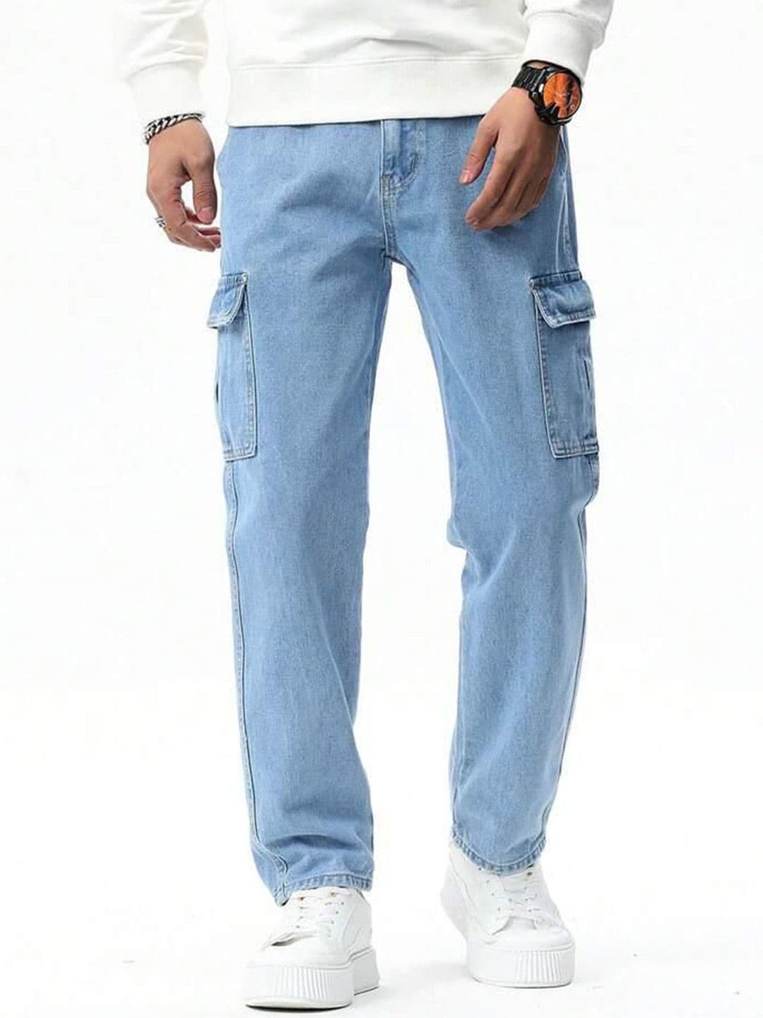 me Queen Men Straight Fit Mid-Rise Cotton Cargo Jeans - view 1