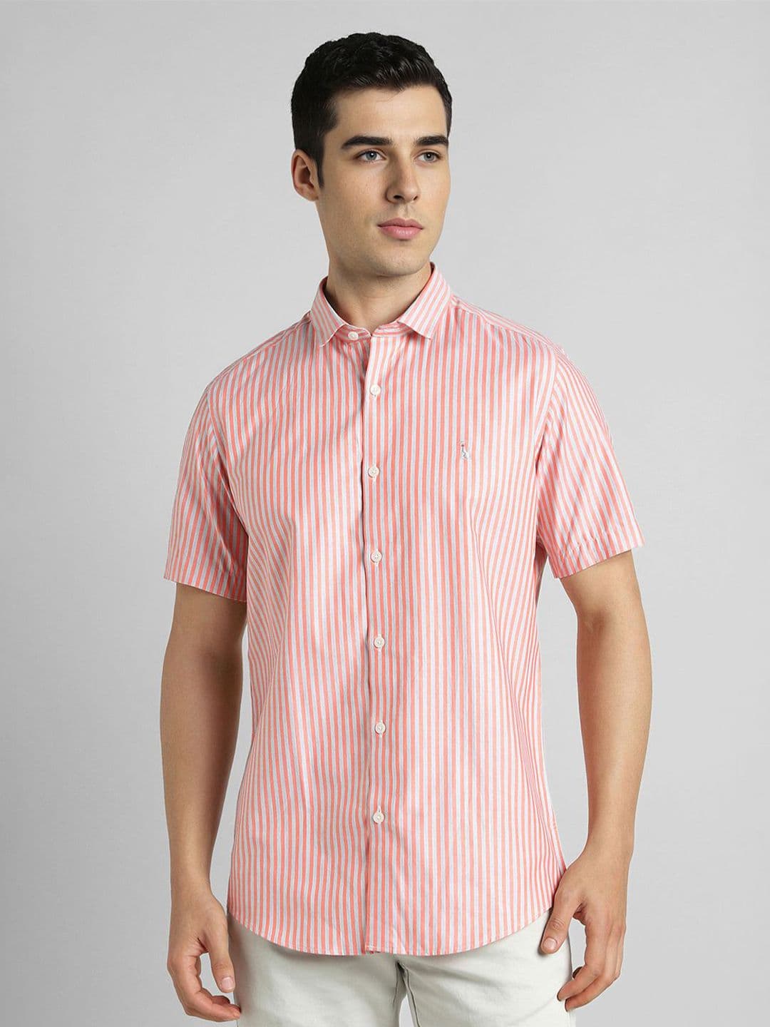 SIMON CARTER LONDON Striped Spread Collar Short Sleeves Pure Cotton Slim Fit Shirt - view 1