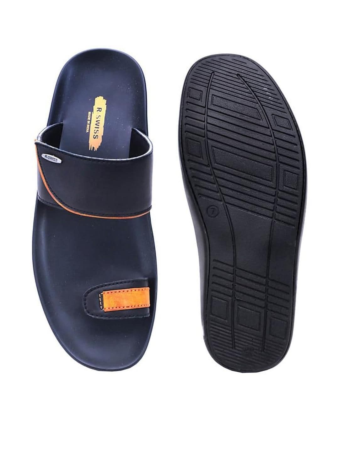 R-SWISS Men Black Synthetic Flip Flops - view 1