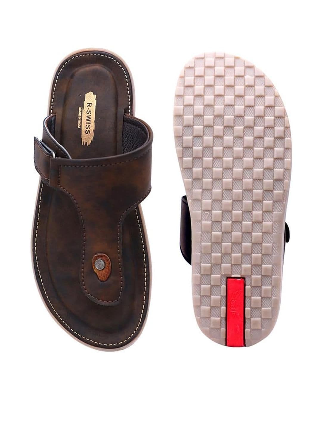 R-SWISS Men Brown Synthetic Flip Flops - view 1