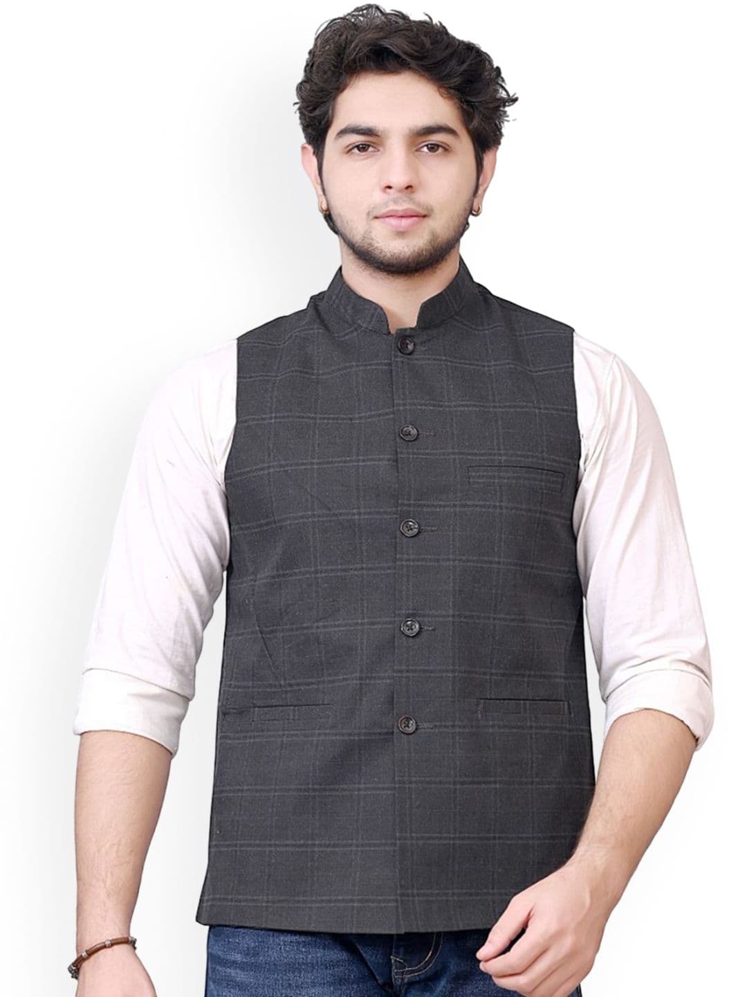 BuaGi Collection Mandarin Collar Woven Nehru Jackets - view 1