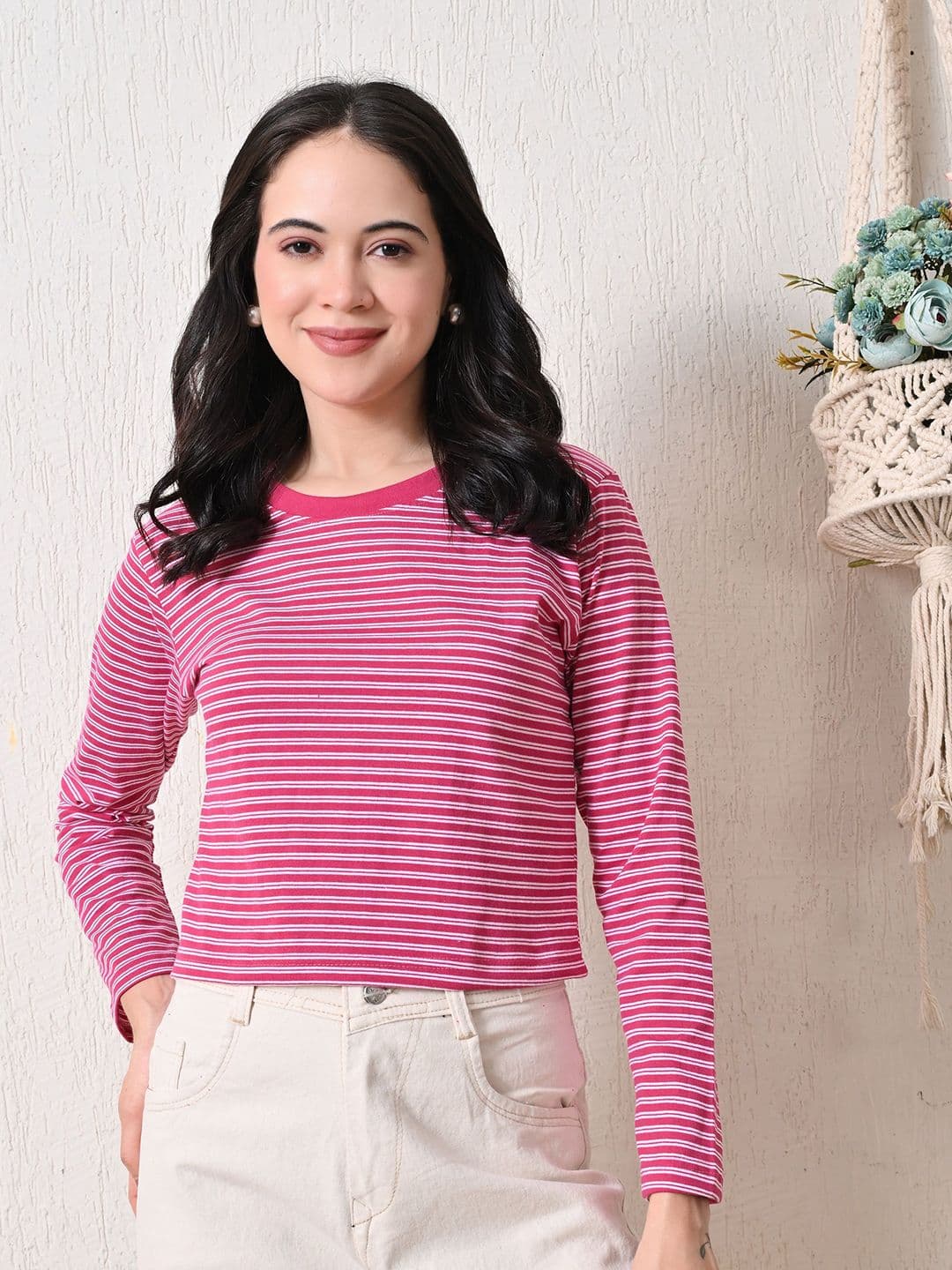 CORSICA Women Bio Finish Striped Round Neck Cotton T-shirt - view 1