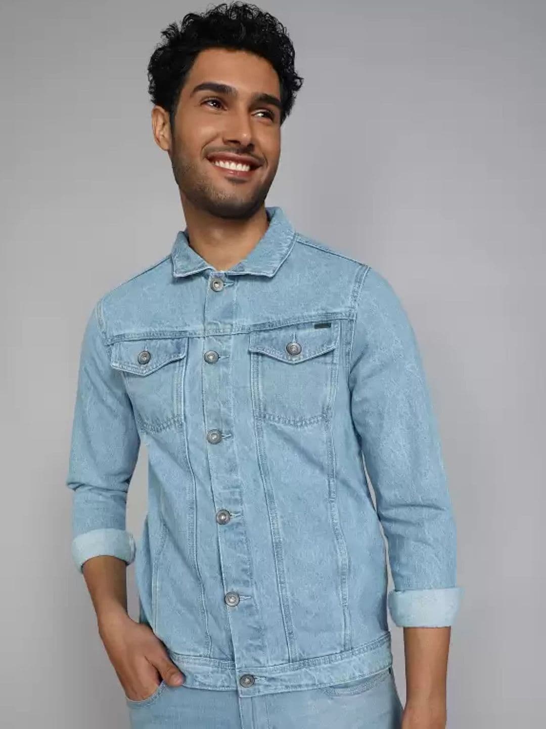 LINARIA Men Lightweight Solid Regular Fit Denim Jacket - view 1