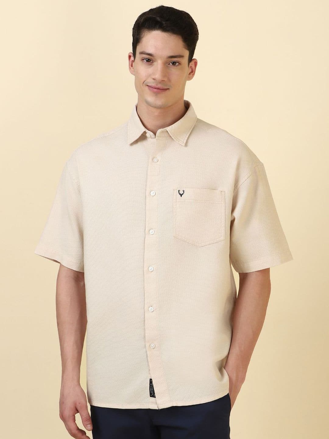Allen Solly Textured Spread Collar Relaxed Fit Pure Cotton Shirt - view 1