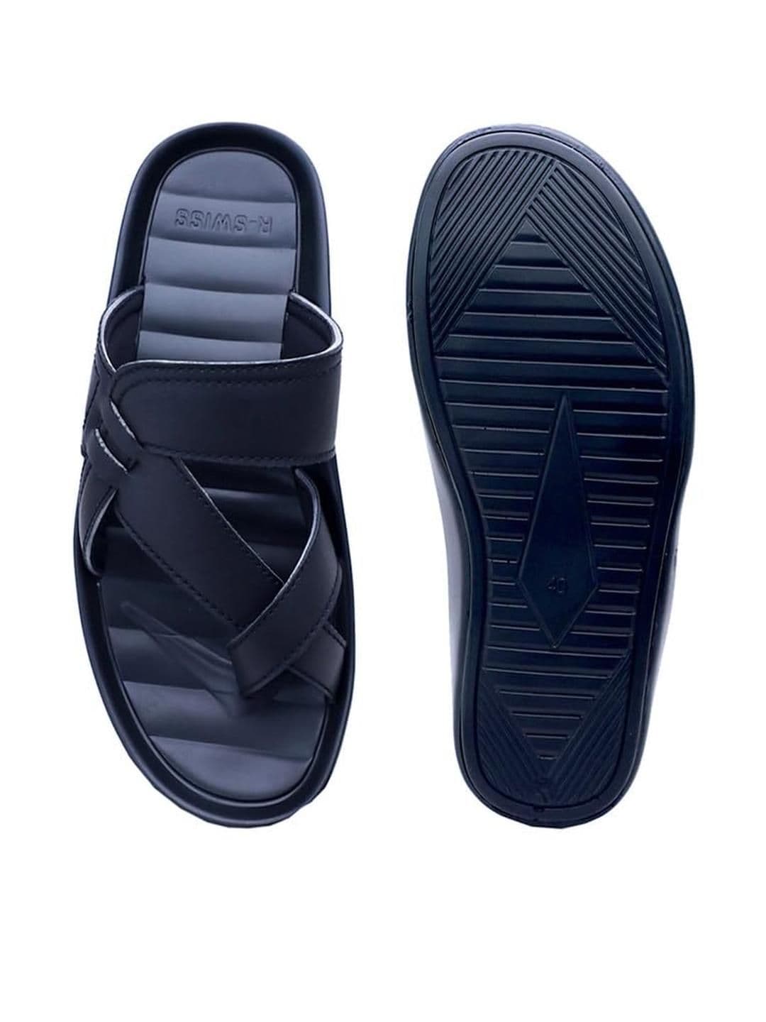 R-SWISS Men Black Synthetic Flip Flops - view 1