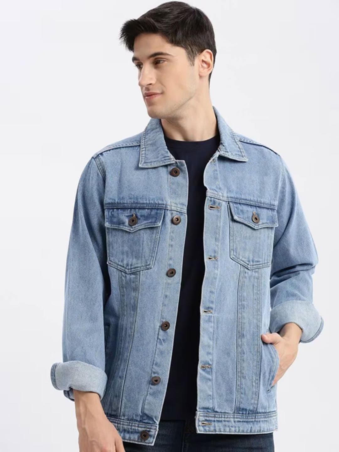 LINARIA Men Lightweight Regular Fit Solid Denim Jacket - view 1