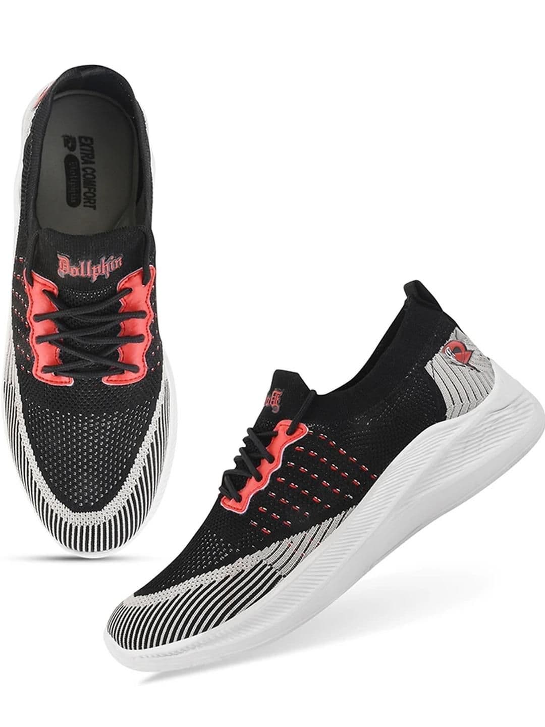 Dollphin Black Running Marking Sports Shoes - view 1
