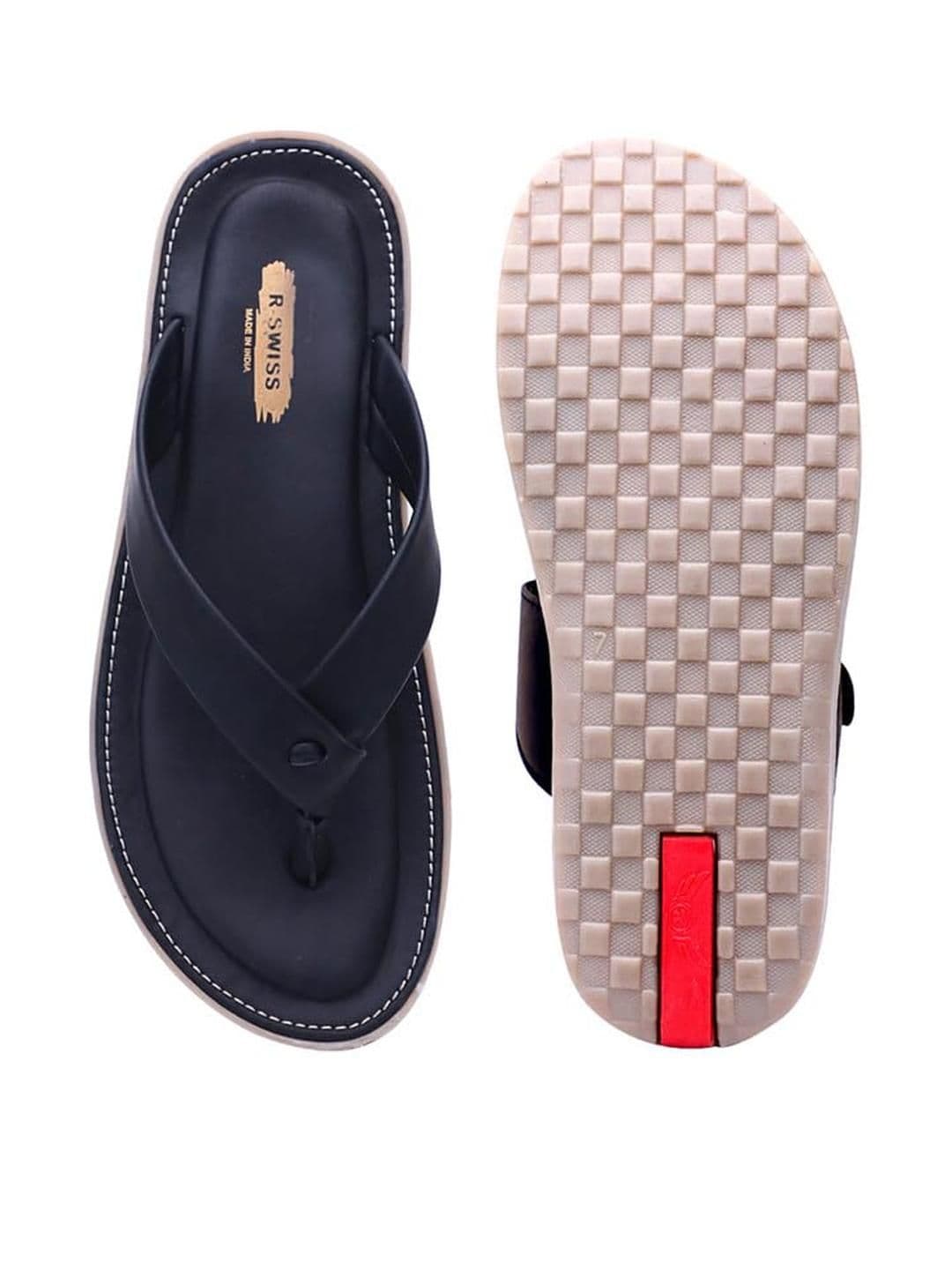 R-SWISS Men Black Synthetic Flip Flops - view 1