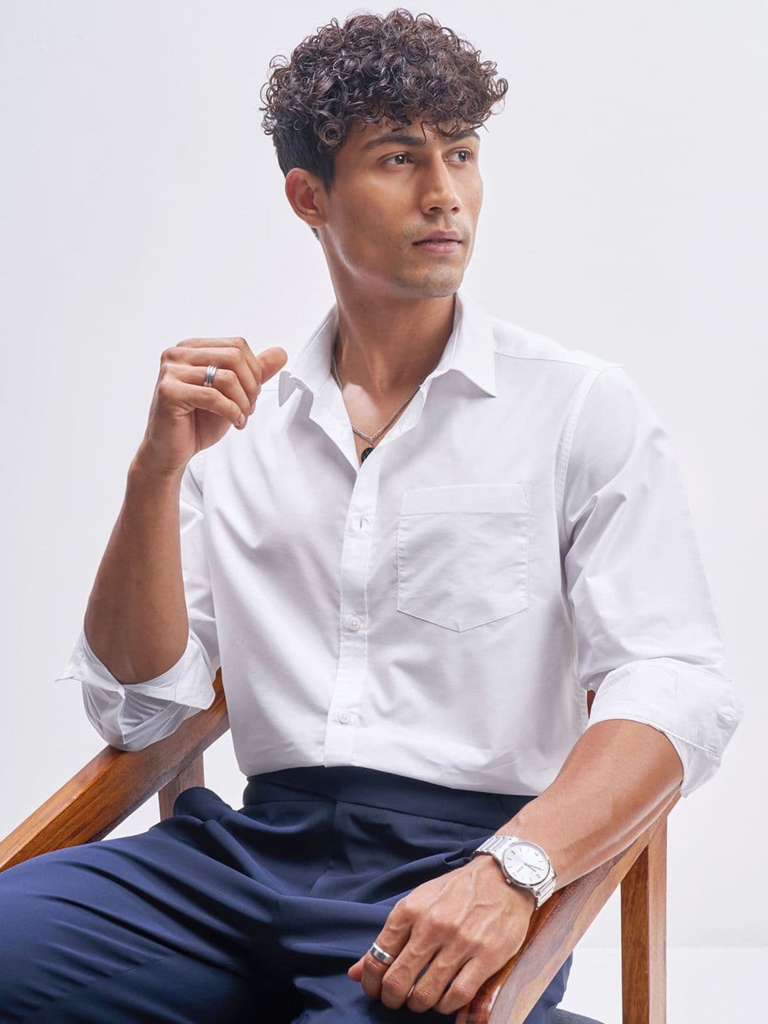 HIGHLANDER Men Slim Fit Solid Spread Collar Casual Shirt - view 1