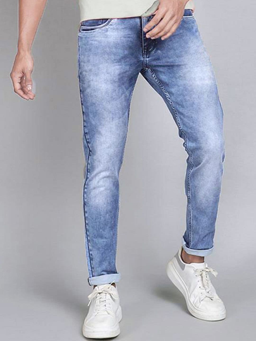 fineblu Men Slim Fit Mid-Rise Heavy Fade Stretchable Jeans - view 1