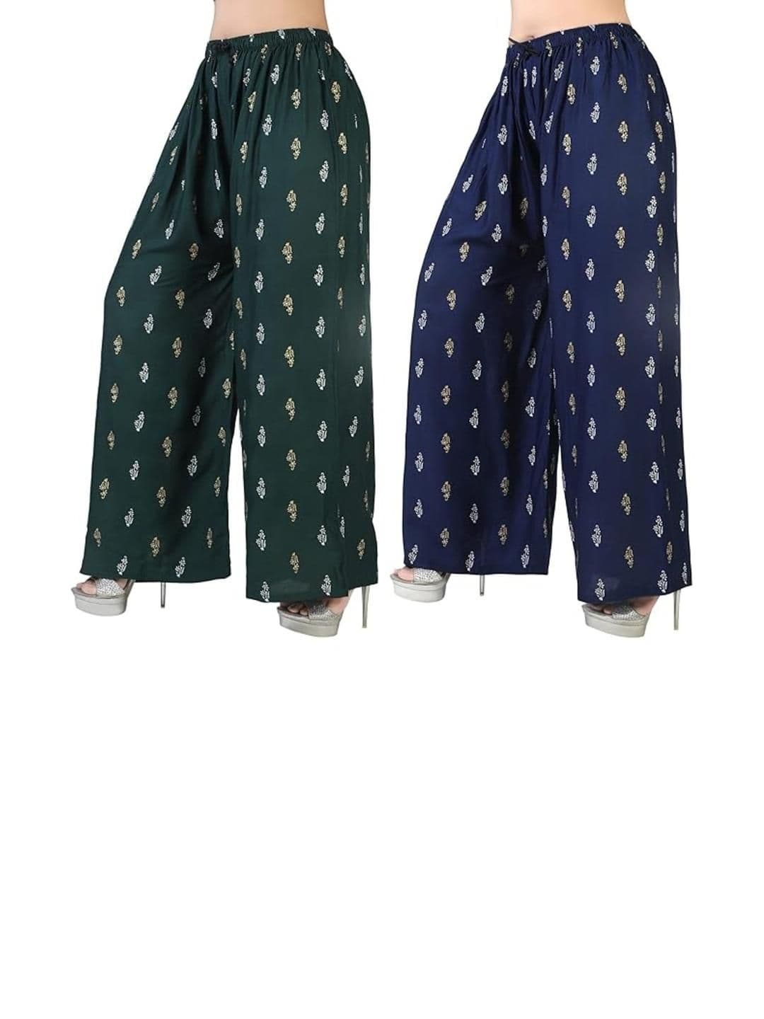 Aura Glam Women Set Of 2 Floral Printed Flared Palazzos - view 1