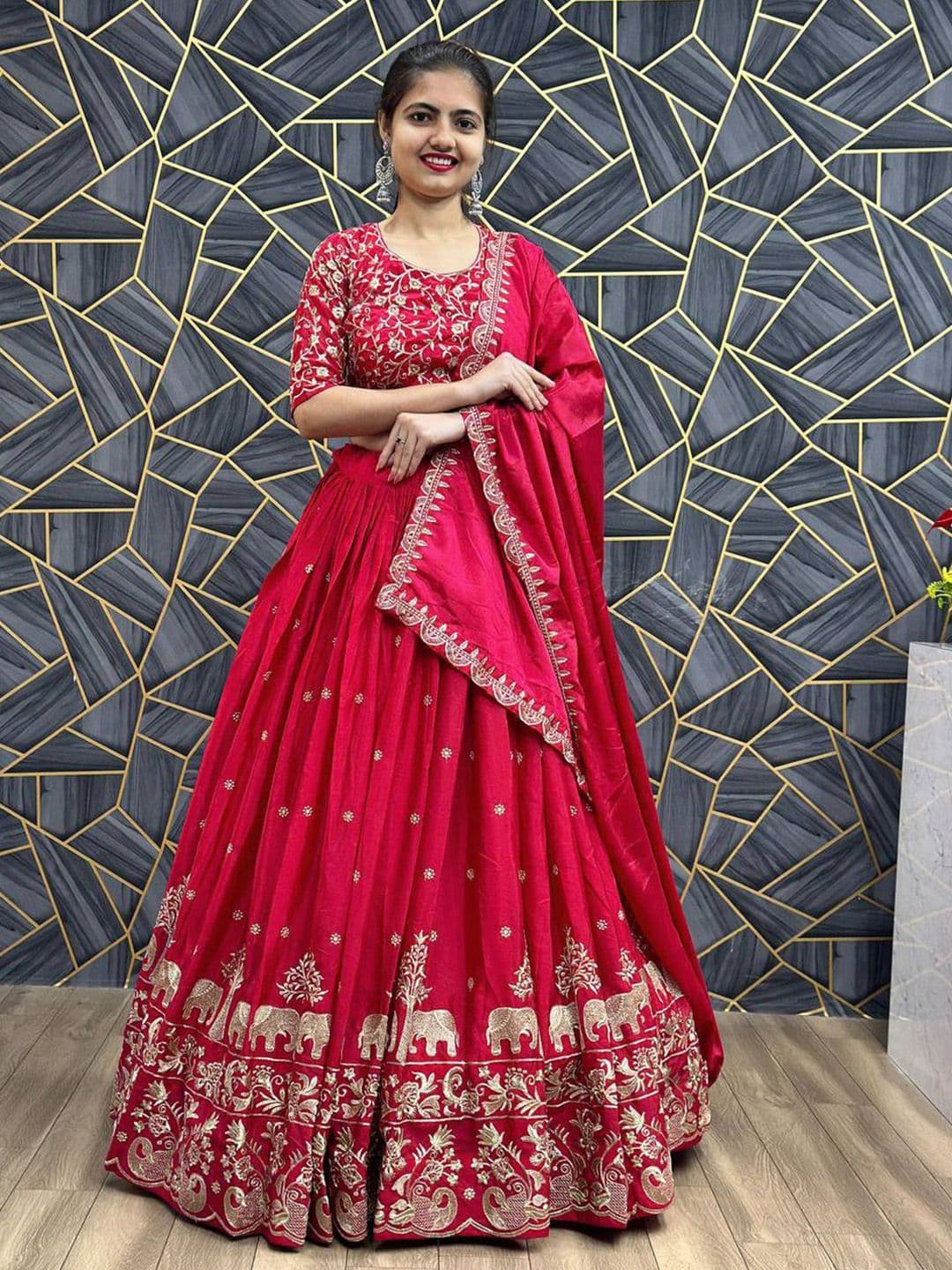 Jogmaya Fashion Embroidered Semi-Stitched Lehenga & Unstitched Blouse With Dupatta - view 1