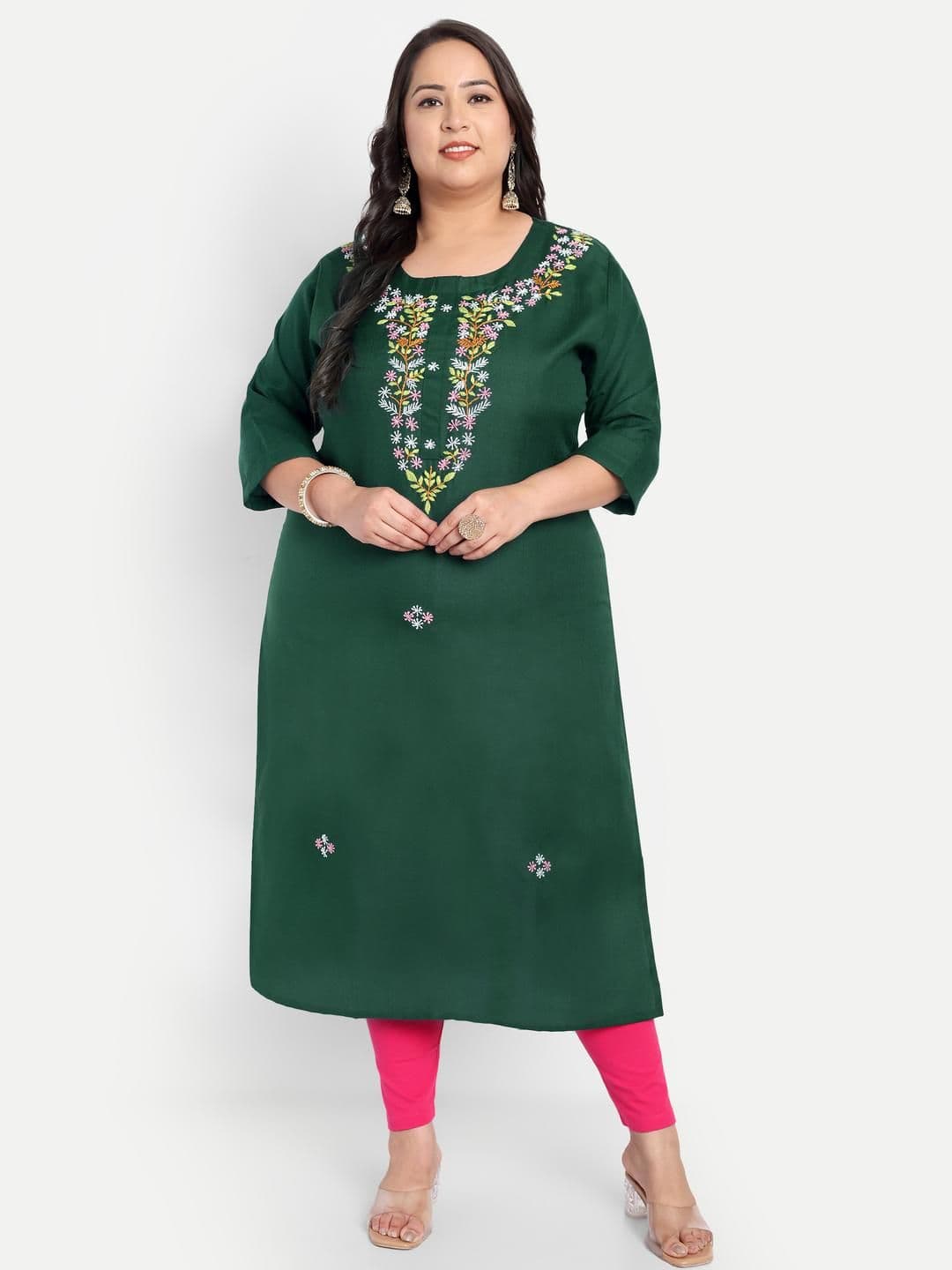 4u Fashion Women Blended Straight Kurtas - view 1