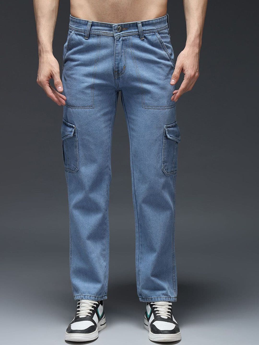 DENIMLOOK Men Mid-Rise Light Fade Stretchable Baggy Cargo Styles Jeans - view 1