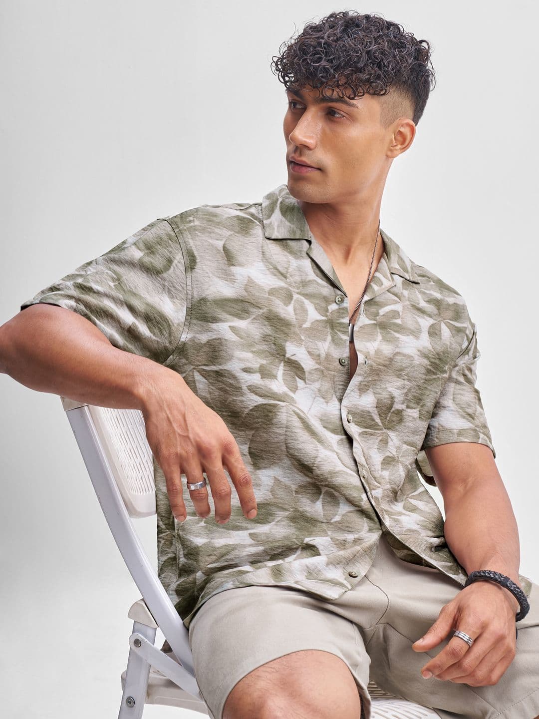 HIGHLANDER Men Abstract Printed Cuban Collar Casual Shirt - view 1
