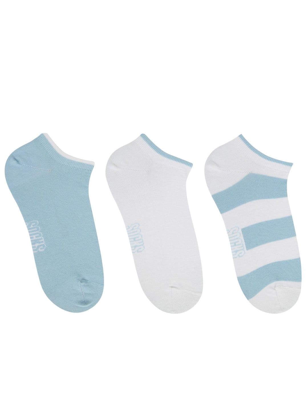 Socksxpress Men Pack Of 3 Pastel Color Blue & White Cotton Ankle Socks - view 1