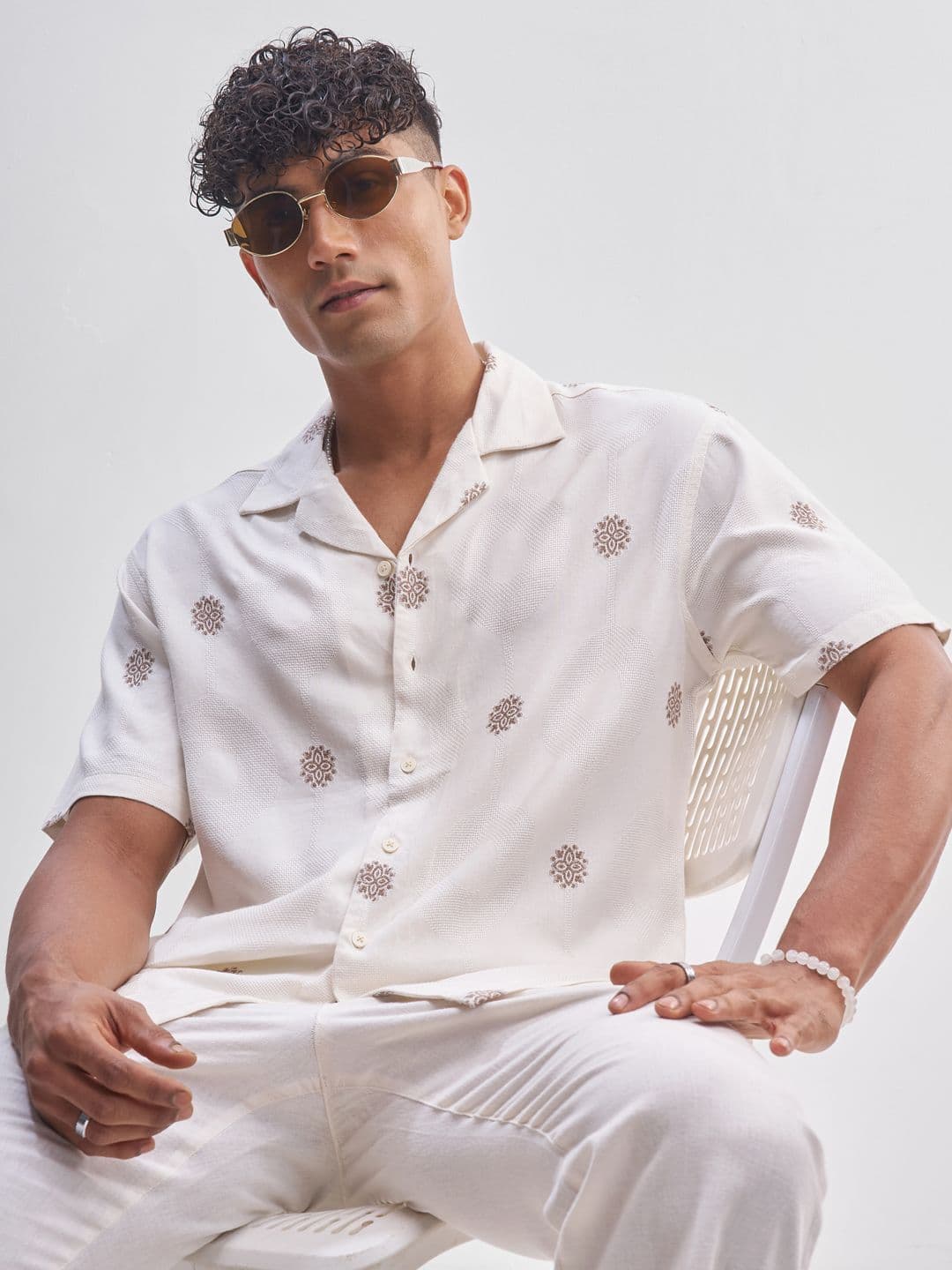HIGHLANDER Men Relaxed Fit Ethnic Motifs Printed Cuban Collar Casual Shirt - view 1