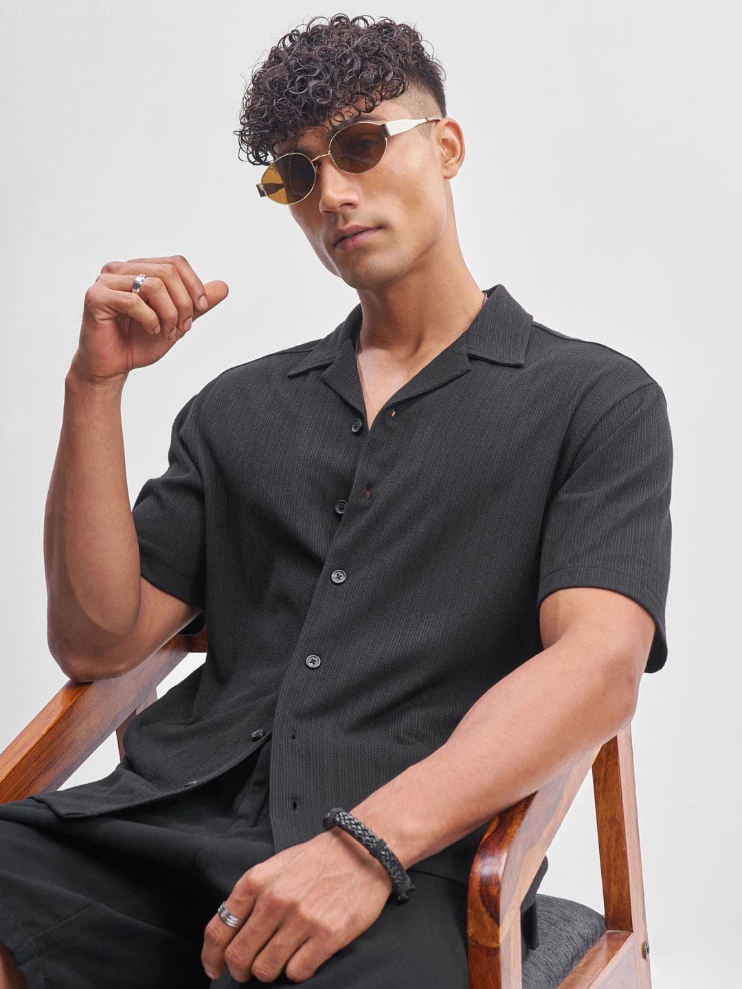 HIGHLANDER Men Solid Cuban Collar Casual Shirt - view 1