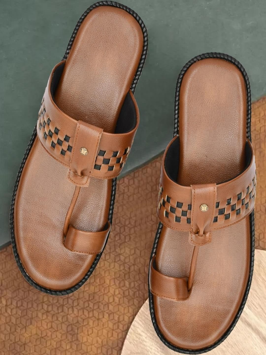 ZIRSQ Men Tan Synthetic Leather Sandals - view 1