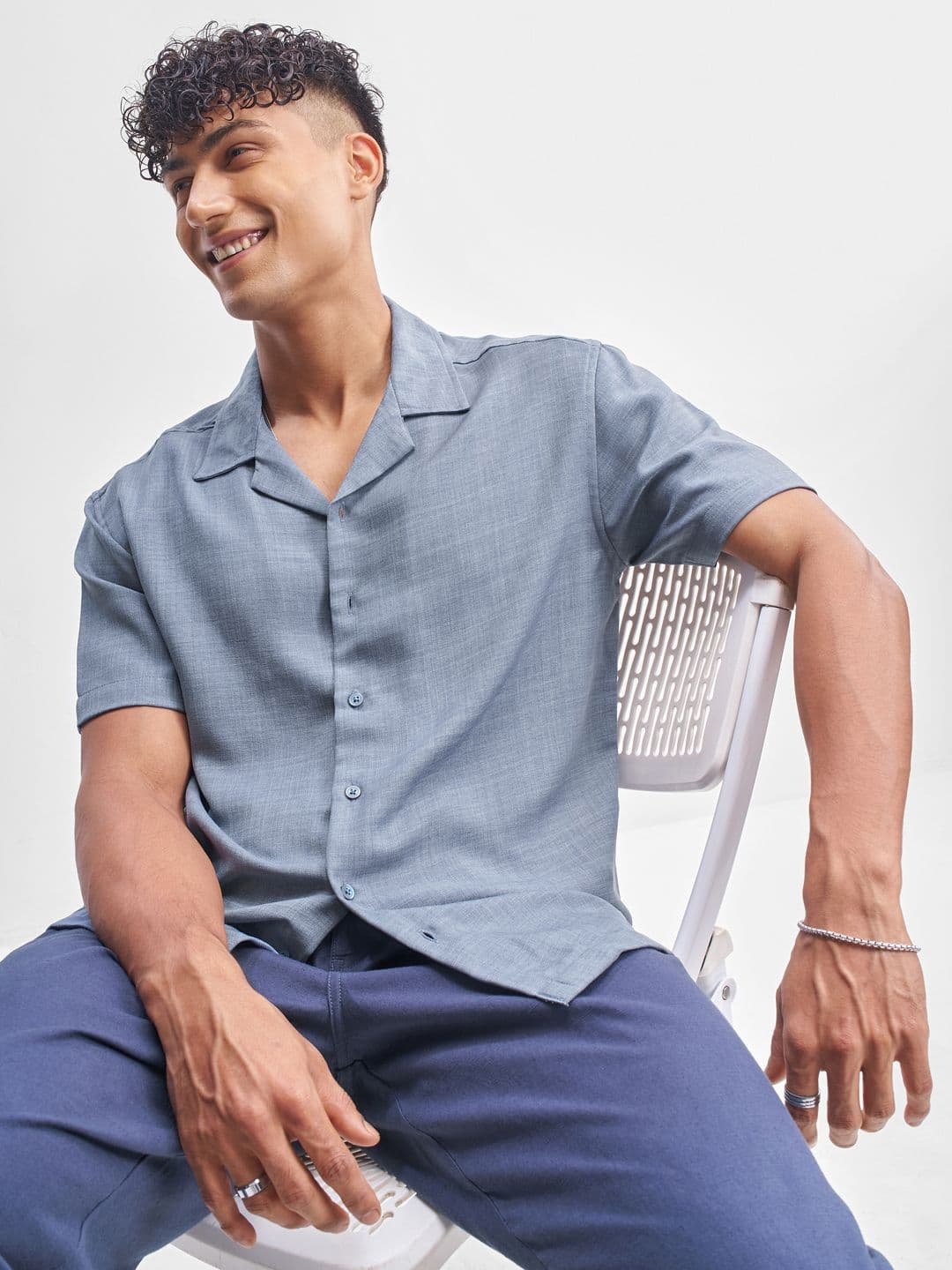 HIGHLANDER Men Solid Cuban Collar Casual Shirt - view 1
