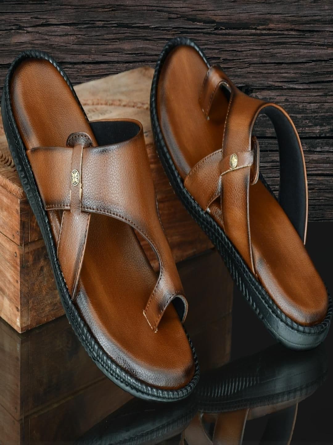 ZIRSQ Men Tan Synthetic Leather Sandals - view 1