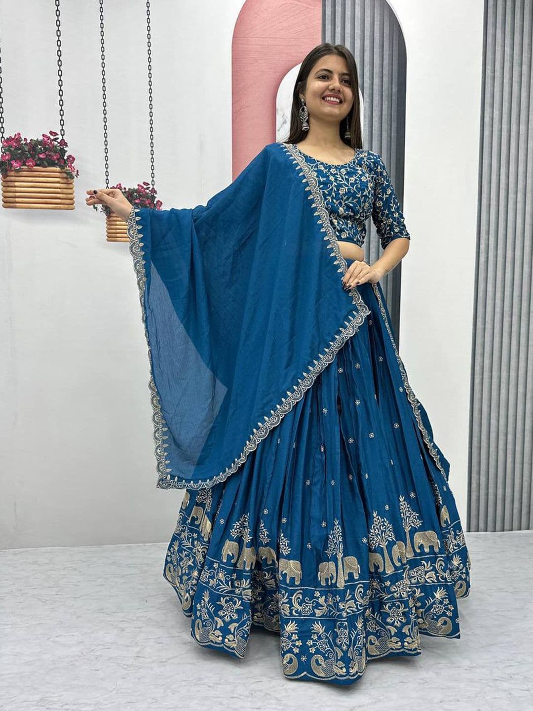 Jogmaya Fashion Embroidered Semi-Stitched Lehenga & Unstitched Blouse With Dupatta - view 1