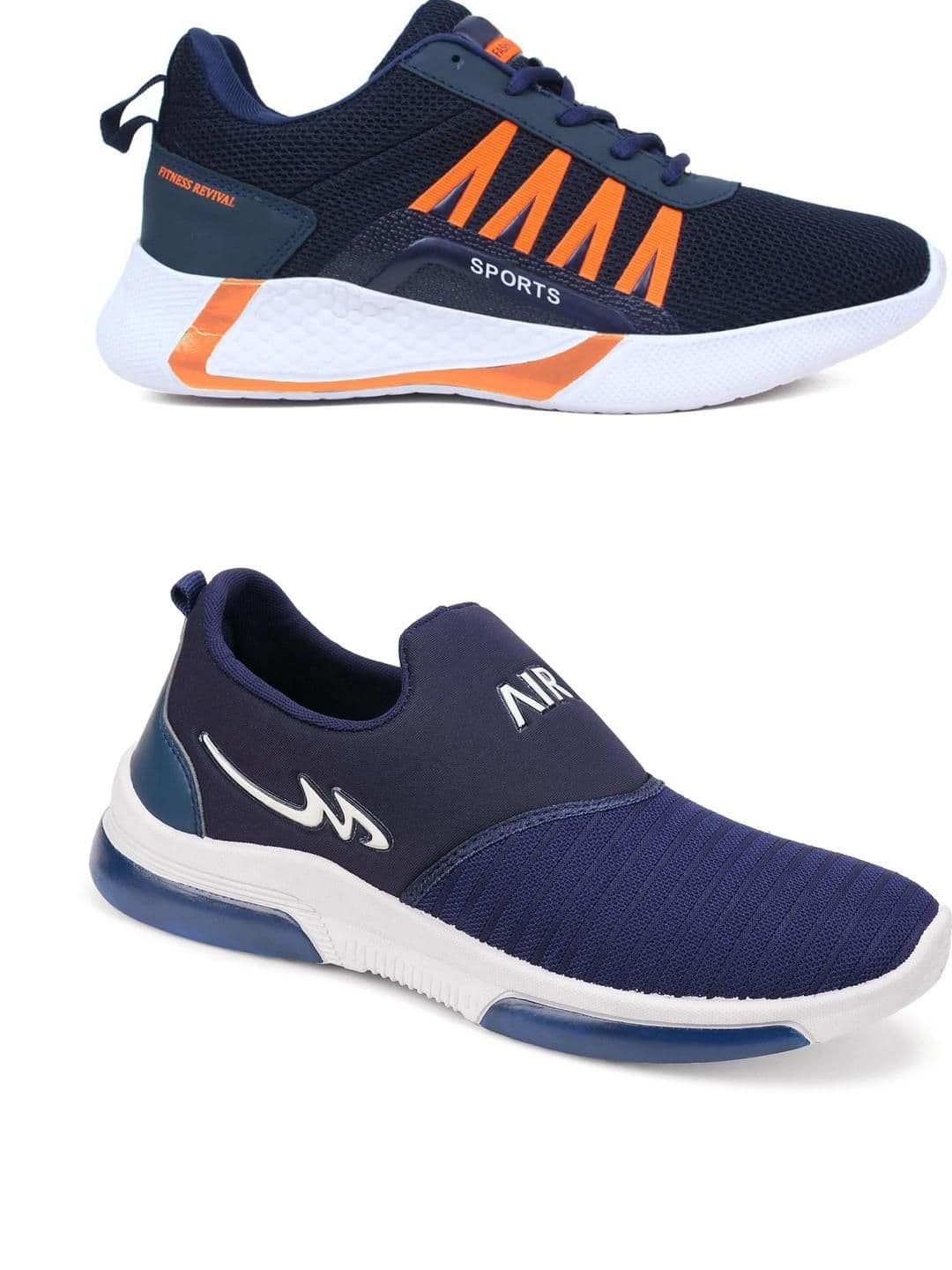 Free Kicks Men Navy Blue Mesh Marking Running Sports Shoes - view 1