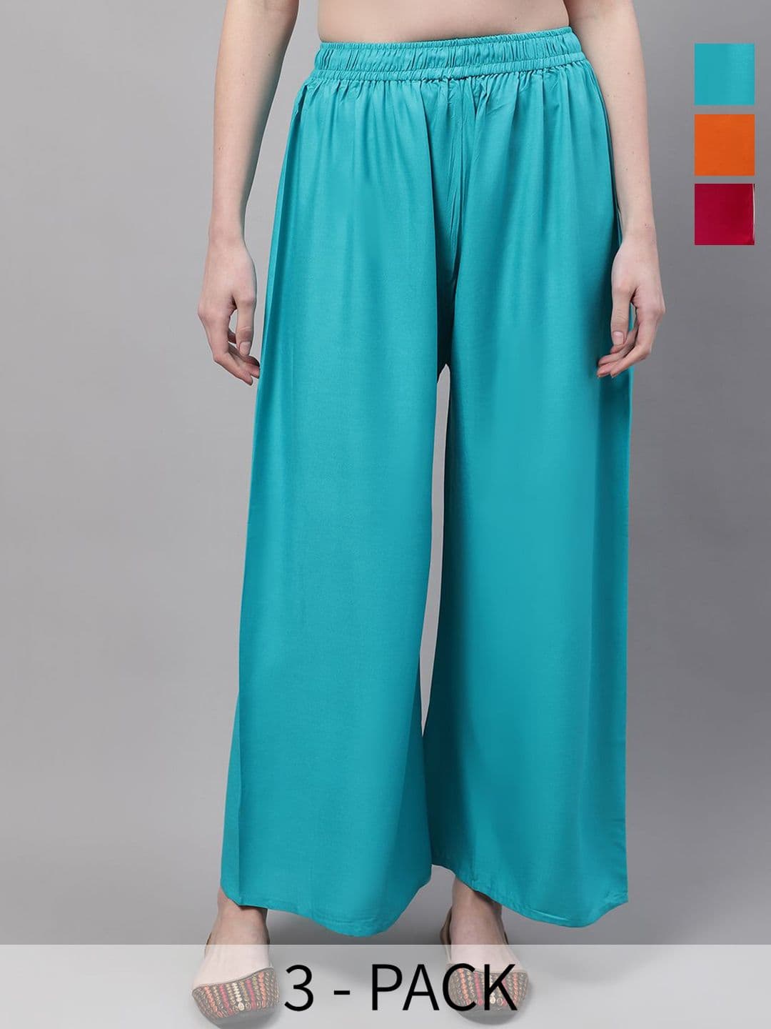 Valles365 by S.C. Women Pack of 3 Flared Ethnic Palazzos - view 1