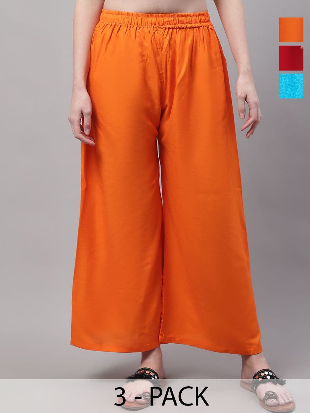 Valles365 by S.C. Women Selection Of 3 Flared Ethnic Palazzos - view 1