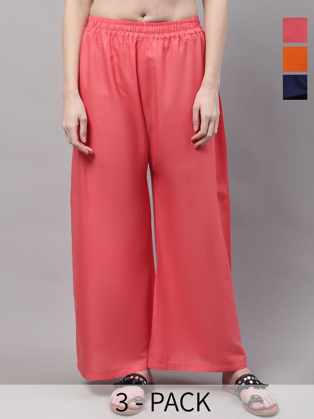 Valles365 by S.C. Women Selection Of 3 Flared Ethnic Palazzos - view 1
