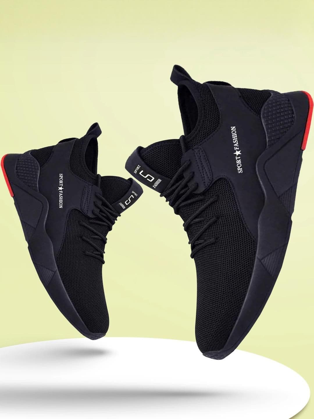 Free Kicks Men Black Mesh Marking Running Sports Shoes - view 1