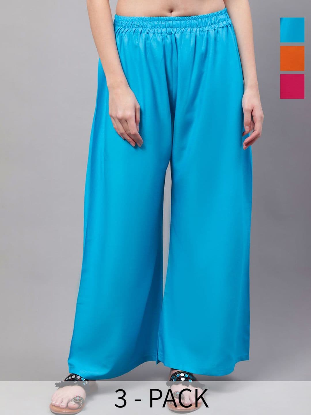 Valles365 by S.C. Women Pack Of 3 Solid Flared Ethnic Palazzos - view 1